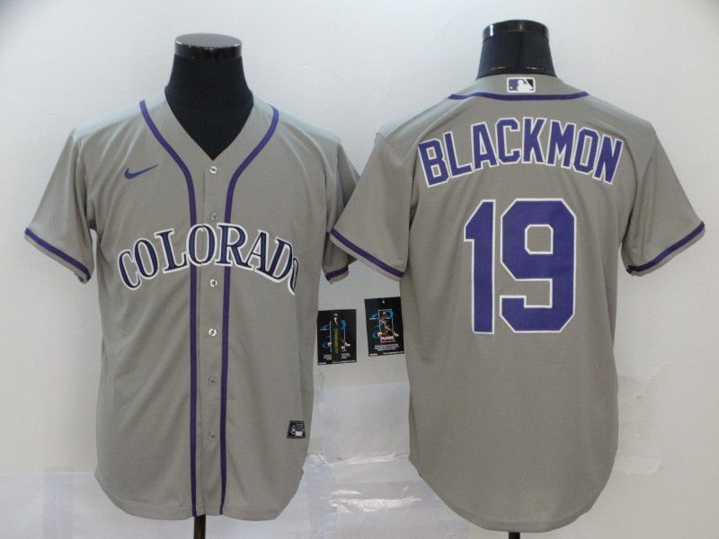 Men Colorado Rockies 19 Blackmon Grey Nike Game MLB Jerseys